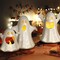 Ceramic Ghost Tea Light Holder Set of 3 with LED Lights – Halloween Tabletop Candle Holders for Indoor Spooky Home, Party, Mantel & Shelf Decor